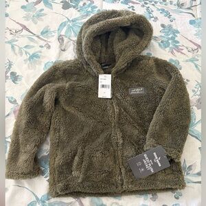 Eddie Bauer Kid's QUEST PLUSH HOODED JACKET - 4T - Olive Grn - NWT